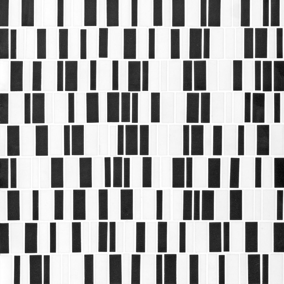 Geometro Barcode Crypto Recycled Glass Mosaic Tile | Black and White  Encrypted Geometric Design