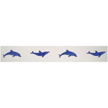 Artistry In Mosaics Step Markers Dolphins Blue Porcelain Pool Design 3" x 24"