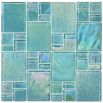Artistry In Mosaics Glass  Tile Avalon Seafoam Mixed