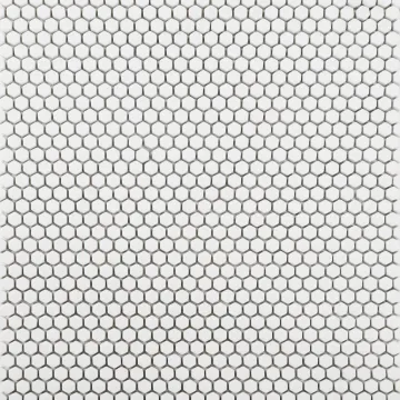 Avora Solid Hexagons Cloud Recycled Glass Tile 3/8" Hexagon
