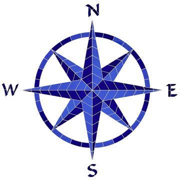 Artistry In Mosaics Eight Point Compass Blue Porcelain Pool Design 42" x 41"