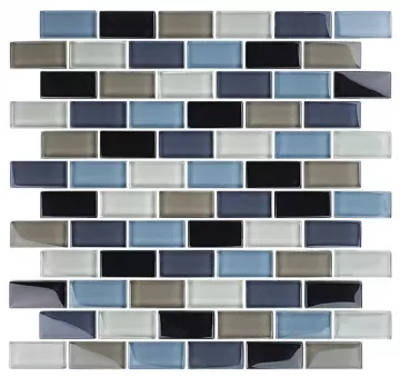 Artistry In Mosaics Glass  Tile Crystal  Black Charcoal Gray Taupe 1x2