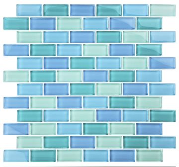 Artistry In Mosaics Glass  Tile Crystal Turquoise Blue 1x2
