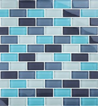 Artistry In Mosaics Glass  Tile Crystal Turquoise Cobalt Blue 1x2