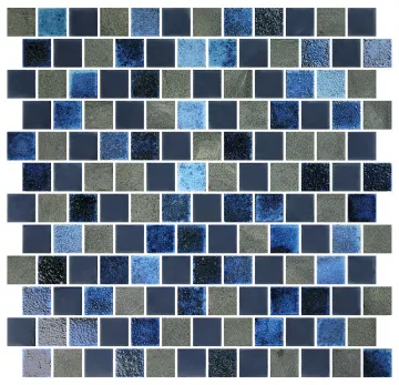 Artistry In Mosaics Glass Tile Lunar Dark Blue Blend 1x1