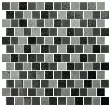 Artistry In Mosaics Glass Tile Lunar Black Gray Blend 1x1