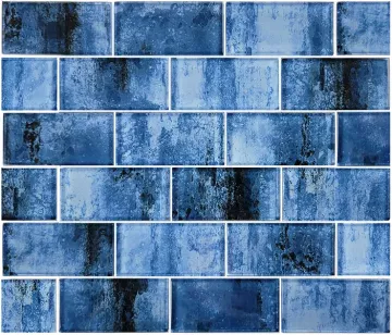 Artistry In Mosaics Glass Tile Subway Shadow Blue 2x4