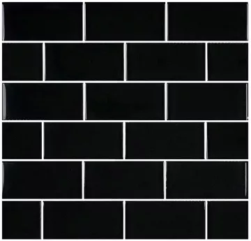 Artistry In Mosaics Glass Tile Subway Black 2x4