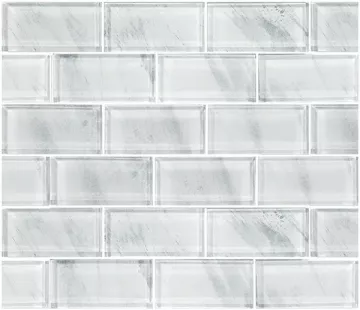 Artistry In Mosaics Glass Tile Subway Stratus White 2x4