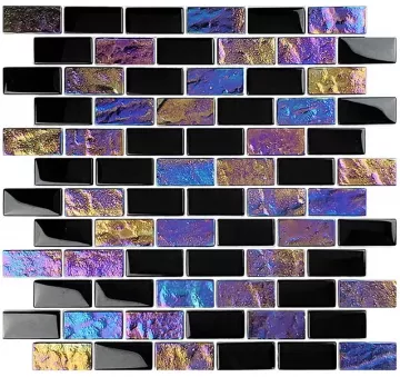 Artistry In Mosaics Glass Tile Twilight Black 1x2