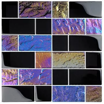 Artistry In Mosaics Glass Tile Twilight Black Mixed