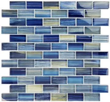 Artistry In Mosaics Glass Tile Watercolors Blue Blend 1x2
