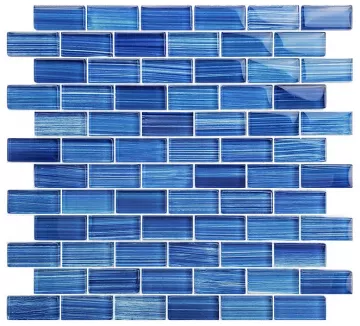 Artistry In Mosaics Glass Tile Watercolors Caribbean Blue Blend 1x2