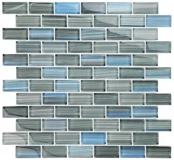 Artistry In Mosaics Glass Tile Watercolors Steel Blue Gray Blend 1x2