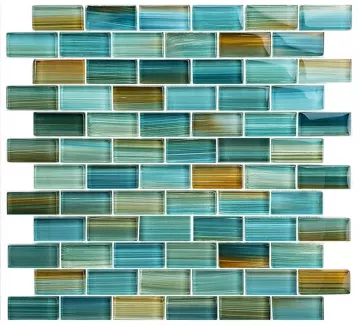 Artistry In Mosaics Glass Tile Watercolors Aqua Blend 1x2