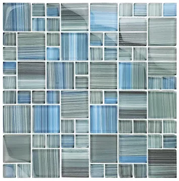 Artistry In Mosaics Glass Tile Watercolors Steel Blue Gray Blend Mixed