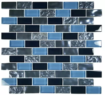 Artistry In Mosaics Glass Tile Titanium Blue Blend 1x2
