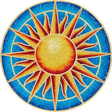 Artistry In Mosaics Golden Sun Medallion (New) Porcelain Pool Design 48" x 48"