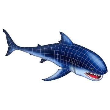 Artistry In Mosaics Great White Shark (New) Porcelain Pool Design 29" x 65"