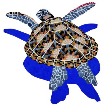 Artistry In Mosaics Loggerhead Turtle with Shadow Porcelain Pool Design 28" x 29"