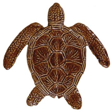 Artistry In Mosaics Loggerhead Turtle Brown Porcelain Pool Design 6" x 6"