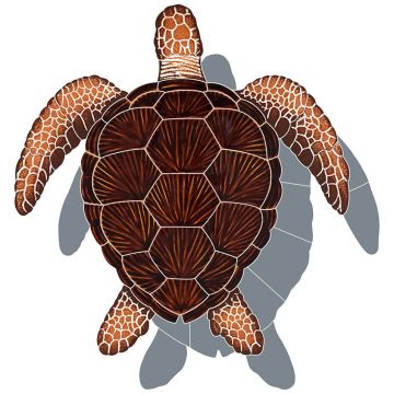 Artistry In Mosaics Loggerhead Turtle Brown with Shadow Porcelain Pool Design 16" x 16"