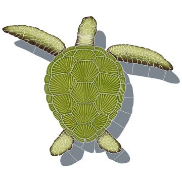 Artistry In Mosaics Loggerhead Turtle Green with Shadow Porcelain Pool Design 20" x 24"