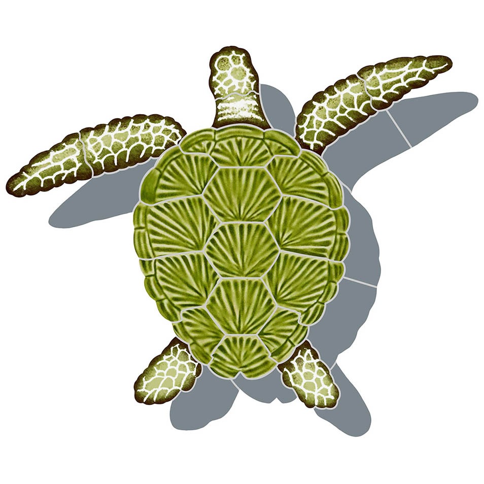 アトリエGG ChambleBlanche(turtle) 19½ Artistry In Mosaics Loggerhead Turtle Green with Shadow Porcelain