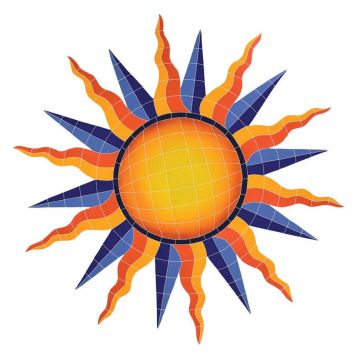 Artistry In Mosaics Sun Medallion Orange Porcelain Pool Design 48" x 46"