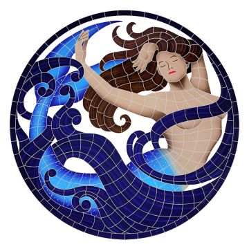 Artistry In Mosaics Mermaid Medallion (New) Porcelain Pool Design 42" x 42"