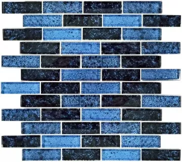 Artistry In Mosaics Glass Tile Nightfall Azure Black 1x3