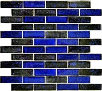 Artistry In Mosaics Glass Tile Nightfall Cobalt Black 1x3