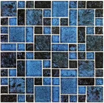 Artistry In Mosaics Glass Tile Nightfall Azure Black Mixed