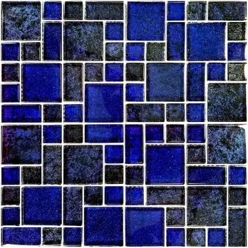Artistry In Mosaics Glass Tile Nightfall Cobalt Black Mixed