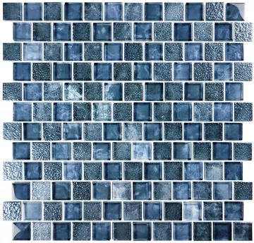 Artistry In Mosaics Glass Tile Signature Gunmetal Blue 1x1