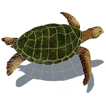 Artistry In Mosaics Sea Turtle Natural with Shadow Porcelain Pool Design 17" x 21"