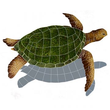 Artistry In Mosaics Sea Turtle Natural with Shadow Porcelain Pool Design 24" x 30"