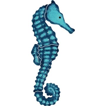 Artistry In Mosaics Seahorse Aqua Porcelain Pool Design 6" x 3"