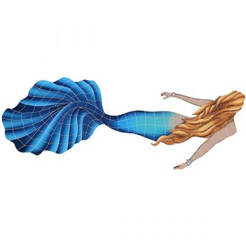 Artistry In Mosaics Swimming Mermaid Porcelain Pool Design 24" x 60"