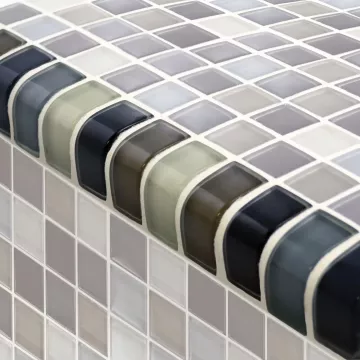 Artistry In Mosaics Glass  Tile Crystal Black Charcoal Gray Taupe Trim