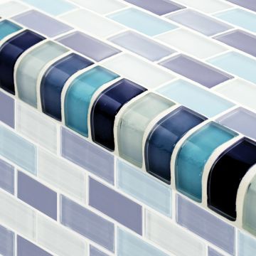 Artistry In Mosaics Glass  Tile Crystal Turquoise Cobalt Blue Trim