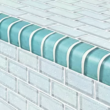 Artistry In Mosaics Glass Tile Galaxy  Aquamarine Trim 1 x 2