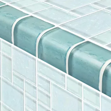 Artistry In Mosaics Glass Tile Galaxy  Aquamarine Trim Mixed
