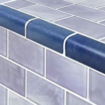 Artistry In Mosaics Glass Tile Subway Stratus Blue Trim