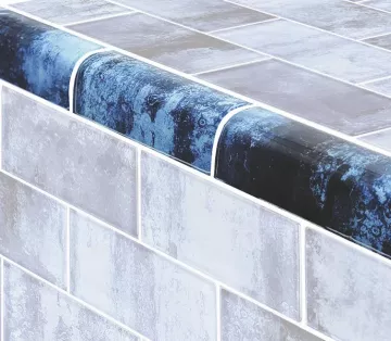 Artistry In Mosaics Glass Tile Subway Shadow Blue Trim