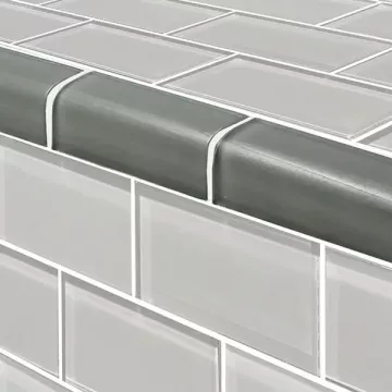 Artistry In Mosaics Glass Tile Subway Gray Trim