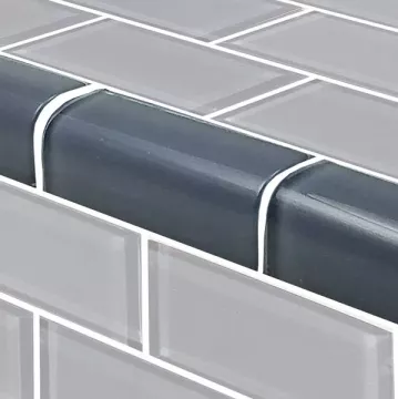 Artistry In Mosaics Glass Tile Subway Blue Gray Trim