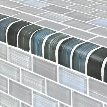 Artistry In Mosaics Glass Tile Watercolors Steel Blue Gray Blend Trim 1 x 2