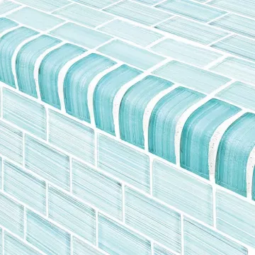 Artistry In Mosaics Glass Tile Watercolors Seafoam  Blend Trim 1x2