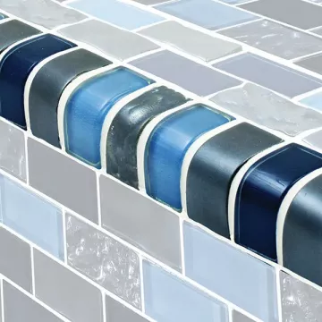 Artistry In Mosaics Glass Tile Titanium Blue Blend Trim